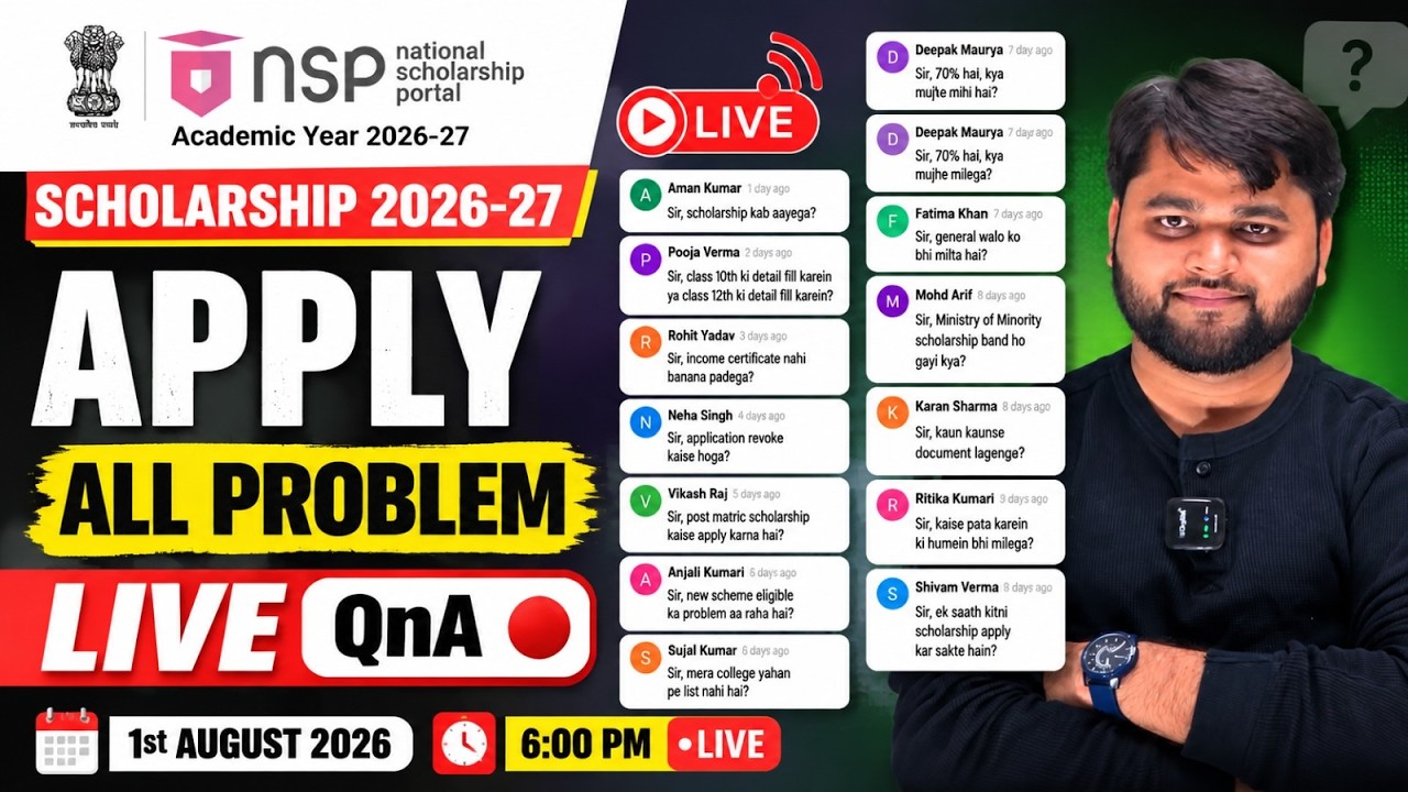 NSP Scholarship 2026-27 Apply Online Live QnA | National Scholarship Portal 2026-27 Apply All Doubts