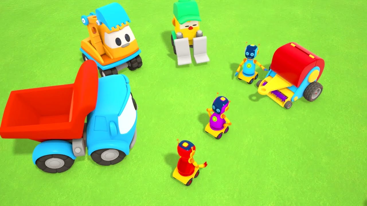 Leo the Truck on the Farm. Car Cartoons with Farm Vehicles and Animals
