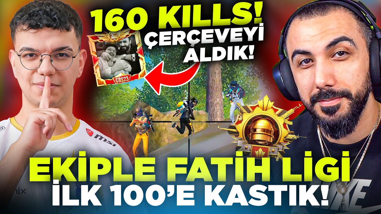 EKİPLE FATİH LİGİNDE 24 SAAT RANK ATIP İLK 100'E KASTIK!! ÇERÇEVEYİ ALDIK (160 KILLS) | PUBG MOBILE