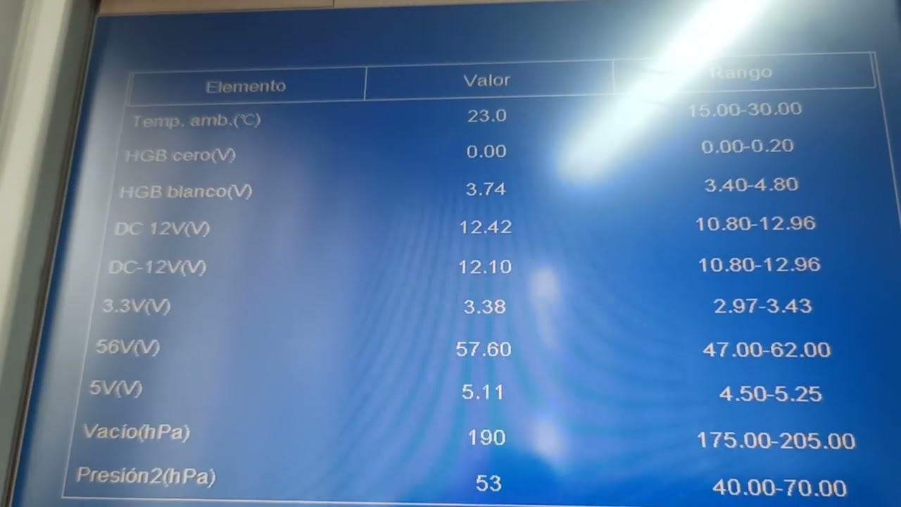 REVIZION DE ALGUNOS PARAMETROS DE COUNTER 16 ERROR DE VACIO