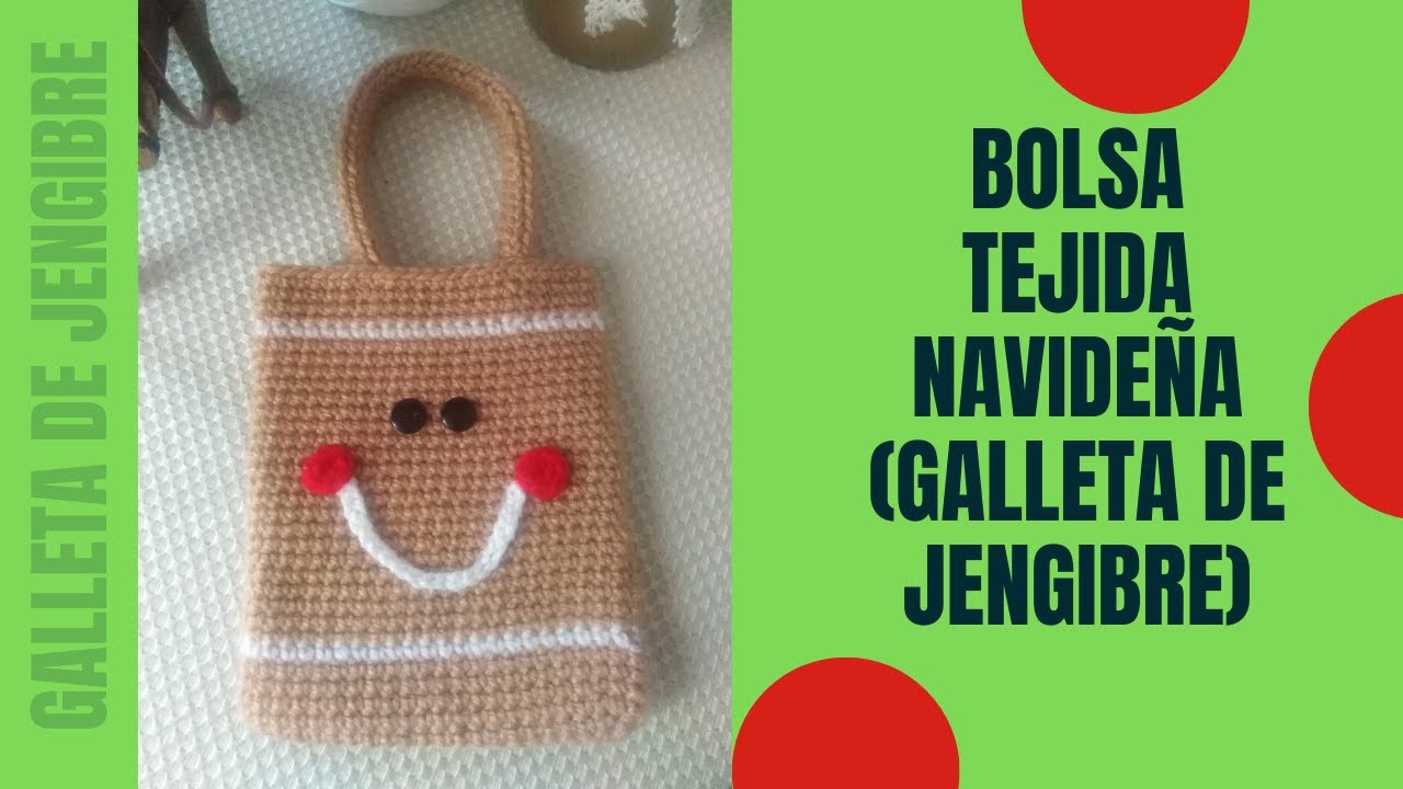 Bolsa navideña tejida (galleta de jengibre)