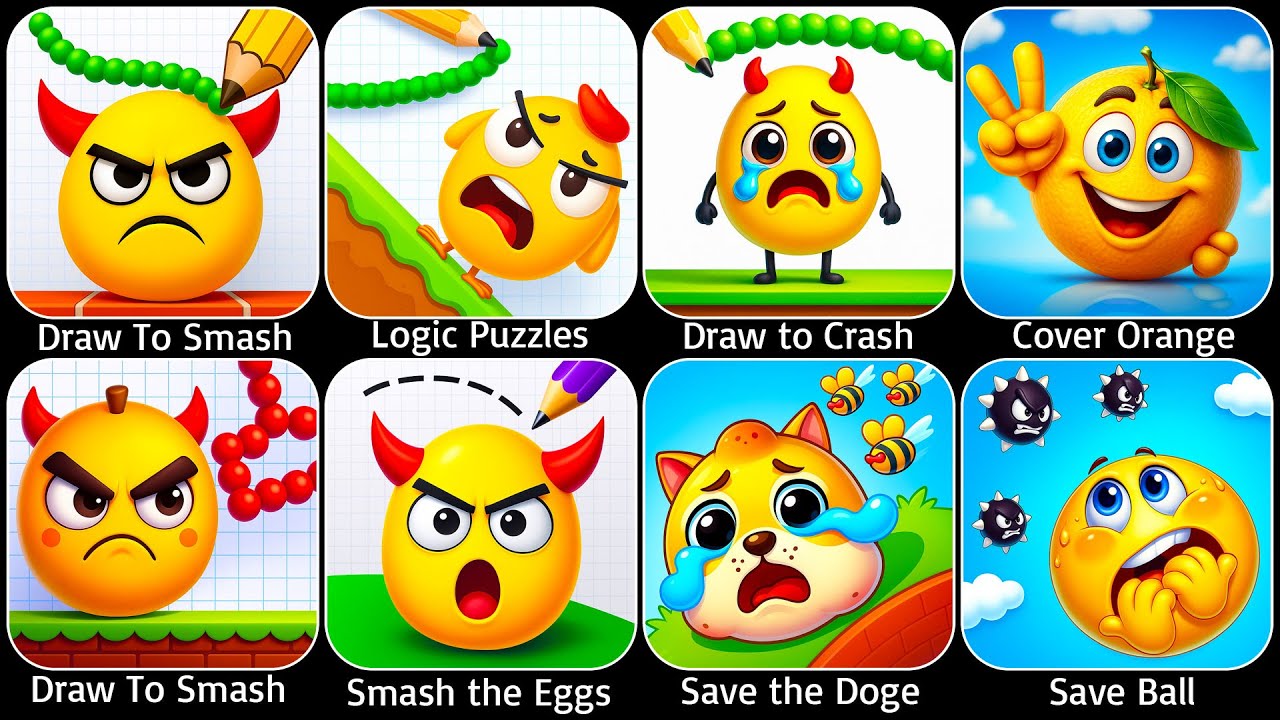 Draw To Smash,Logic Puzzles,Draw to Crash,Draw & Smash,Slice To Smash,Smash the Eggs,Draw 2 Break