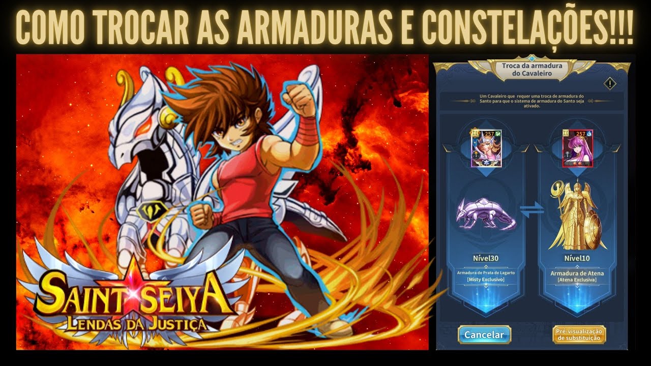 ⭐COMO TROCAR AS ARMADURAS E CONSTELAÇÕES DOS SEUS PERSONAGENS NO SAINT SEIYA LENDAS DA JUSTIÇA?!!!⭐