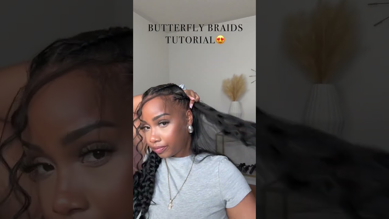 Butterfly Braids🦋 Full tutorial on my channel! #hair #butterflybraids #braidstyles #hairtutorial