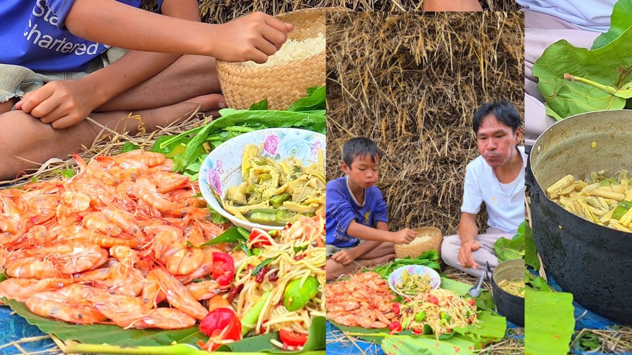 เมนูอาหารบ้านนา - ອາຫານບ້ານນາ #บัวไล #food 