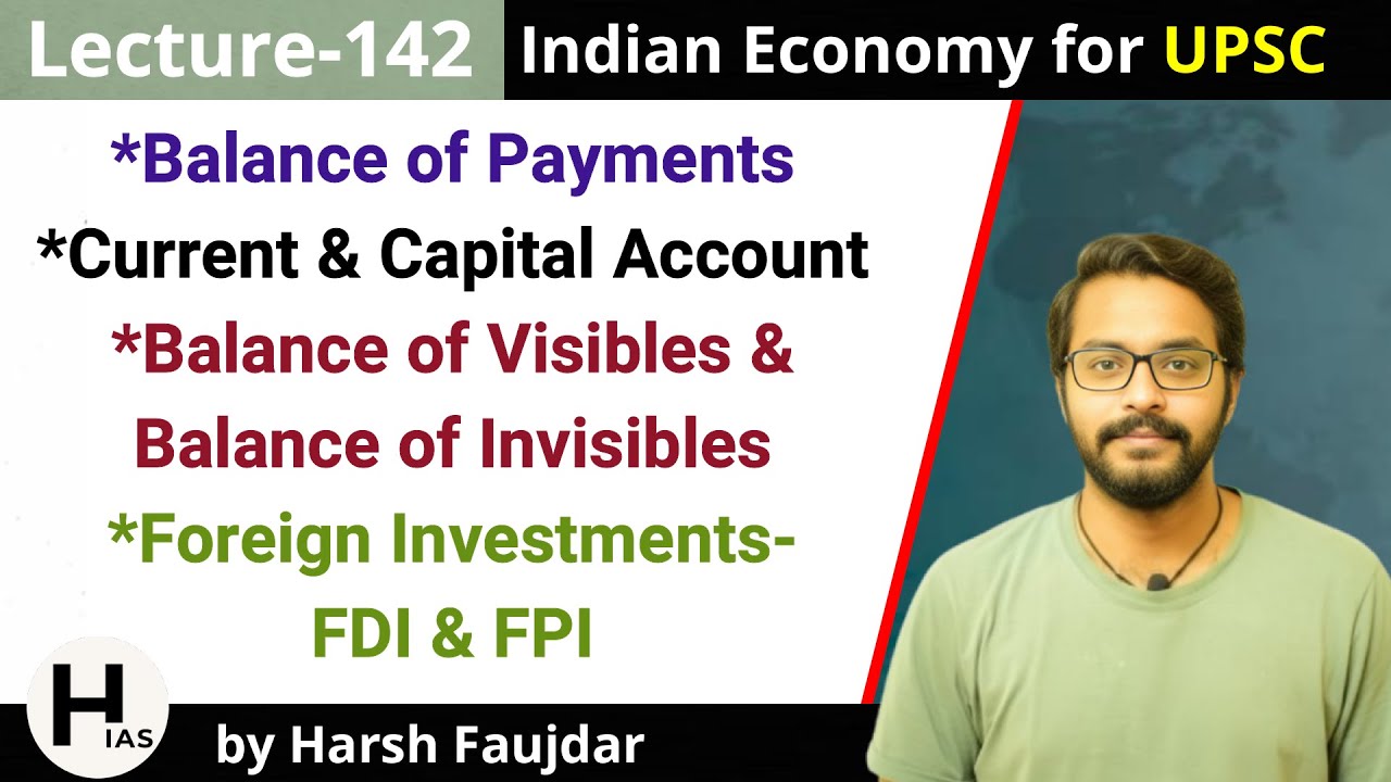 E142- Balance of Payments (BoP), Current Account Deficit, FDI | Indian Economy for UPSC