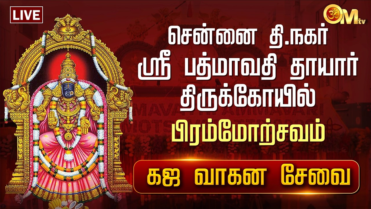 🔴LIVE: சென்னை தி.நகர் ஸ்ரீ பத்மாவதி தாயார் திருக்கோயில் பிரம்மோற்சவம் கஜ வாகன சேவை | OM TV