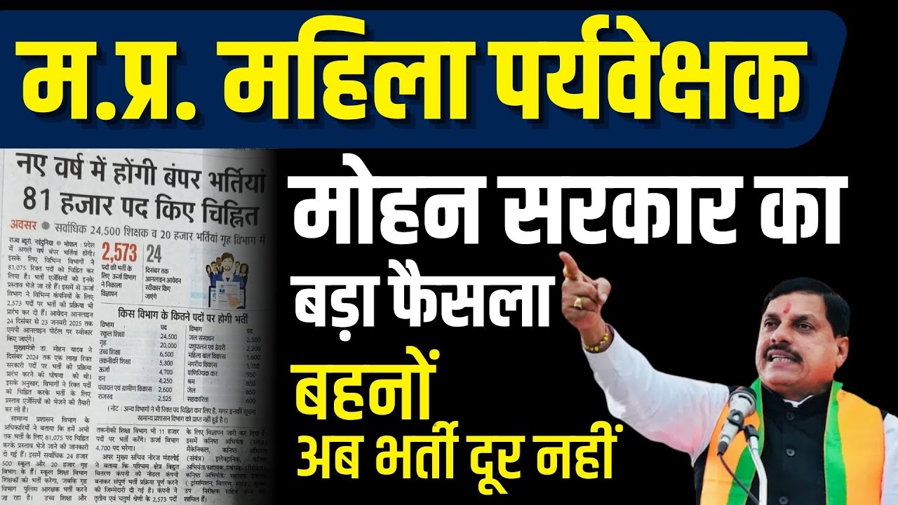 mp mahila supervisor vacancy 2024 | mp mahila paryavekshak vacancy 2024 |Notification Out |Exam Date