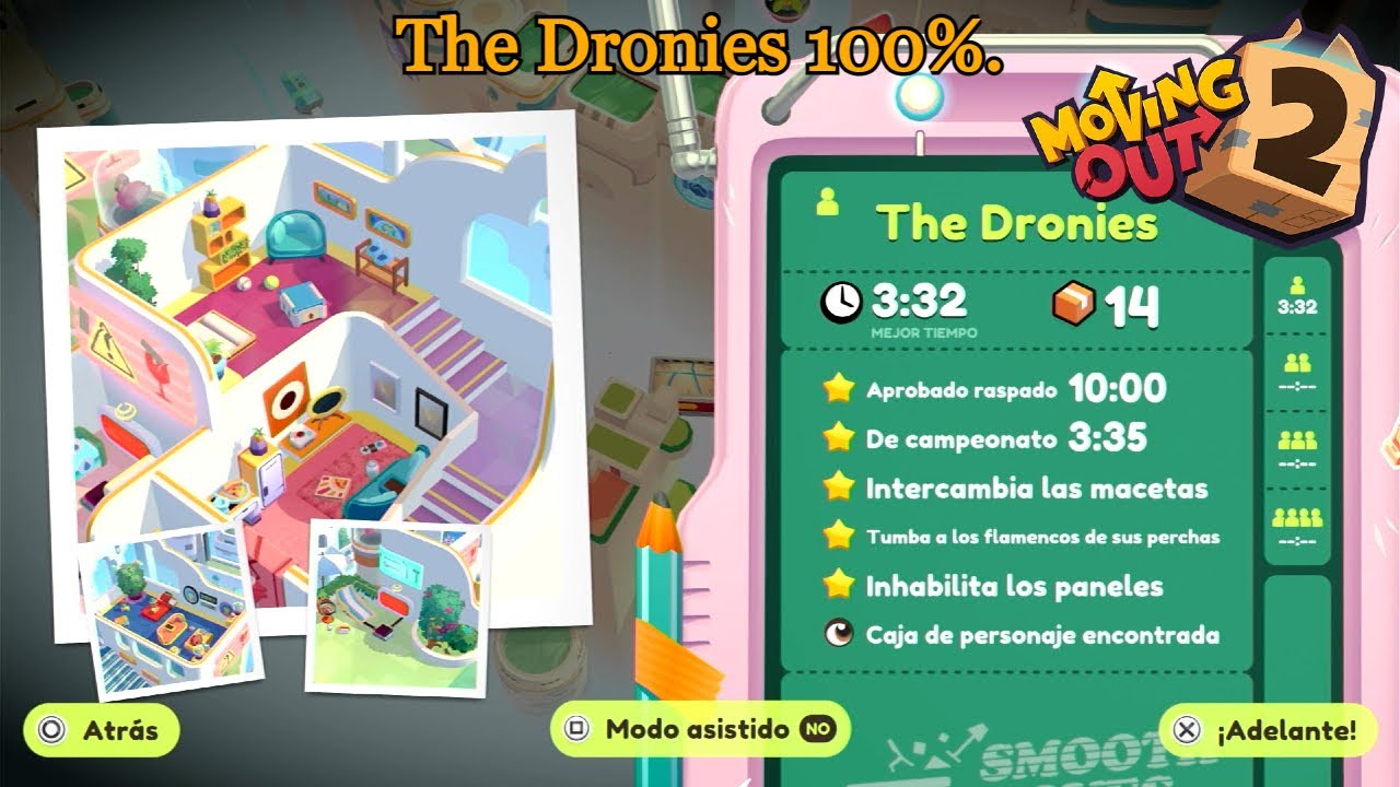 Moving Out 2 | The Dronies al 100% con todos los objetivos.