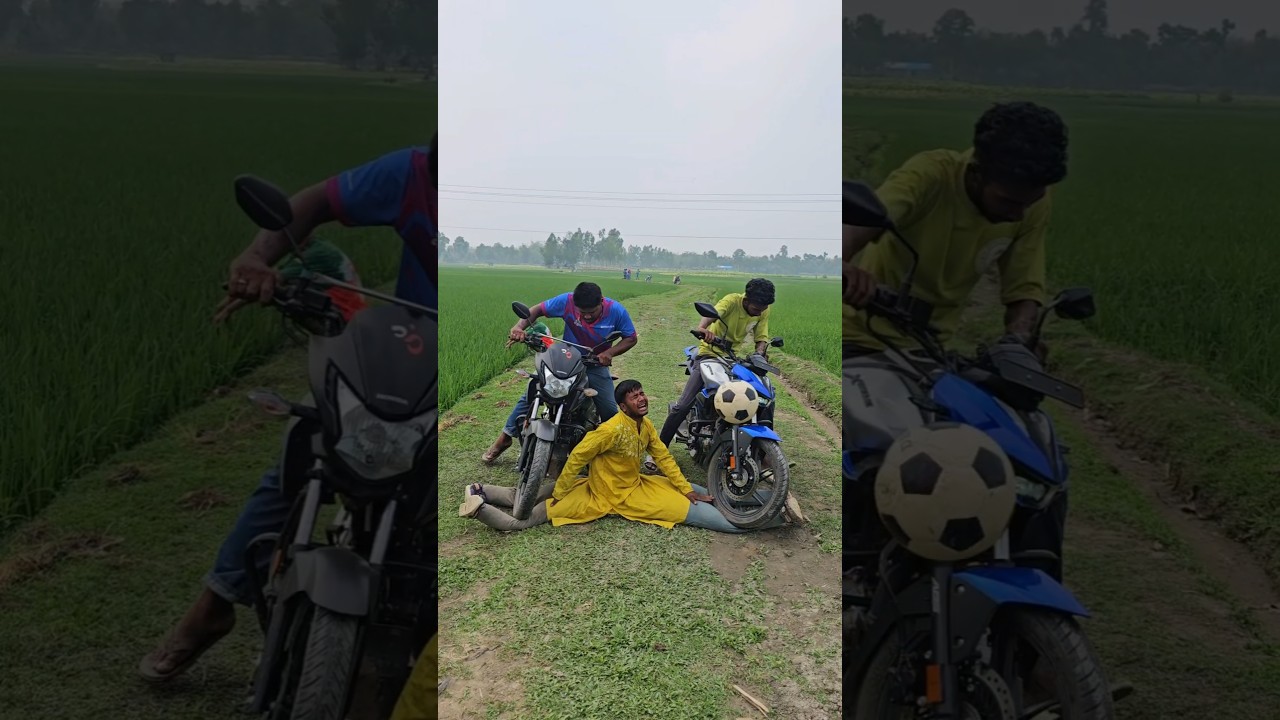 The boys fled on their motorcycles. 400# Funny