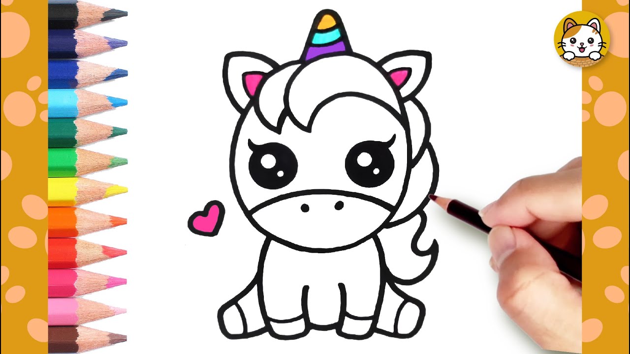 🦄 Simple Unicorn Drawing Tutorial | Coloring & Painting for Children