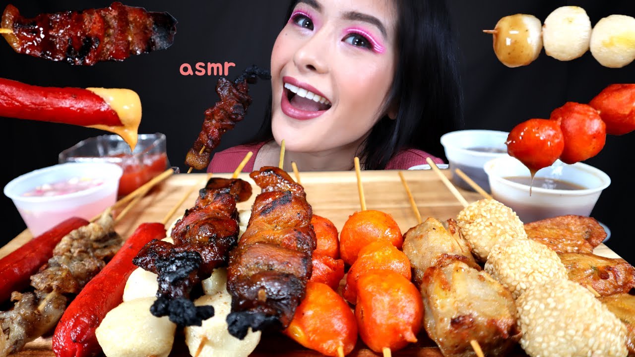 ASMR EATING FILIPINO STREET FOOD MUKBANG | FISHBALL, KIKIAM, KWEK KWEK (QUAIL EGGS), SIOMAI, HOTDOG