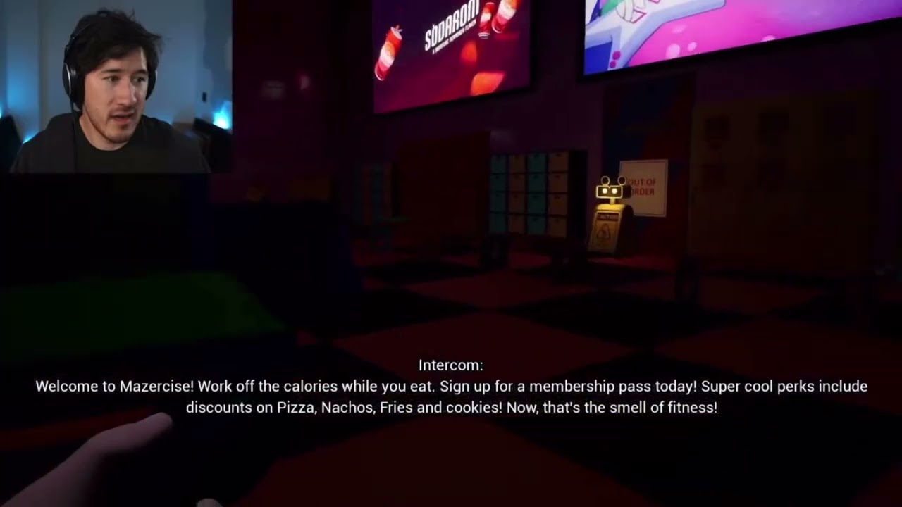 Markiplier being weird with the wet floor bots in Security Breach