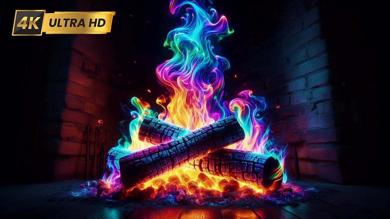 🔥 New RAINBOW Fireplace 4K UHD! 12 Hours Fireplace with Crackling Fire Sounds