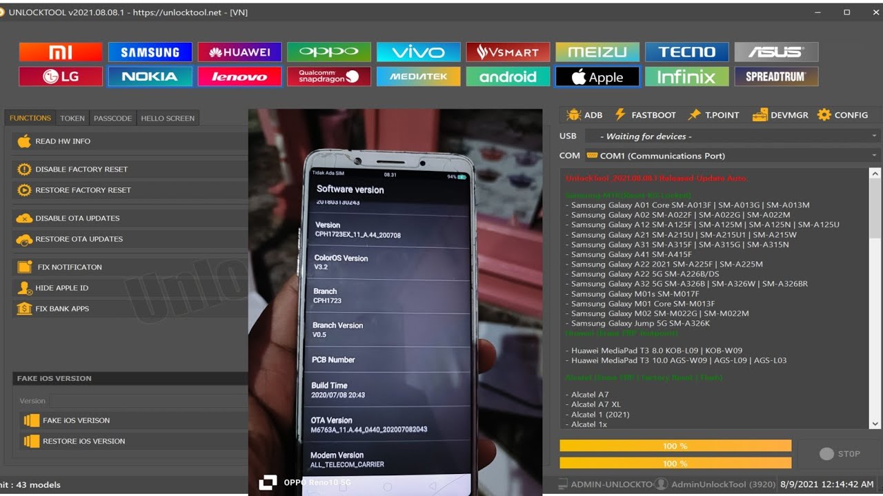 Cara Hard Reset OPPO F5 CPH1723. Lupa Pin Sandi Atau Pola, Tanpa Test Poin Via Unlocktool.