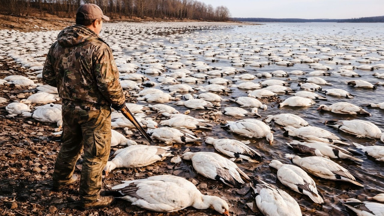 El hombre que dispara al lago donde murieron 3.000 gansos... para evitar que se repita la tragedia