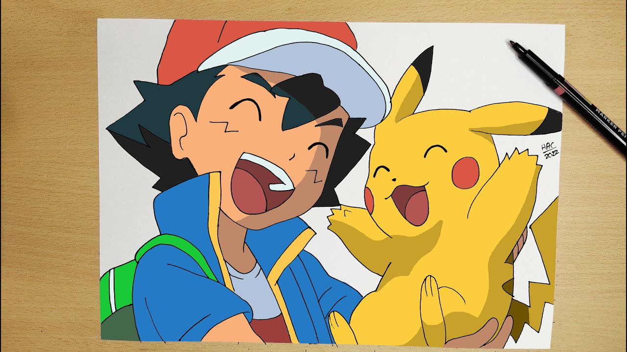How to draw Ash and Pikachu || Step by step || Pokémon Journeys