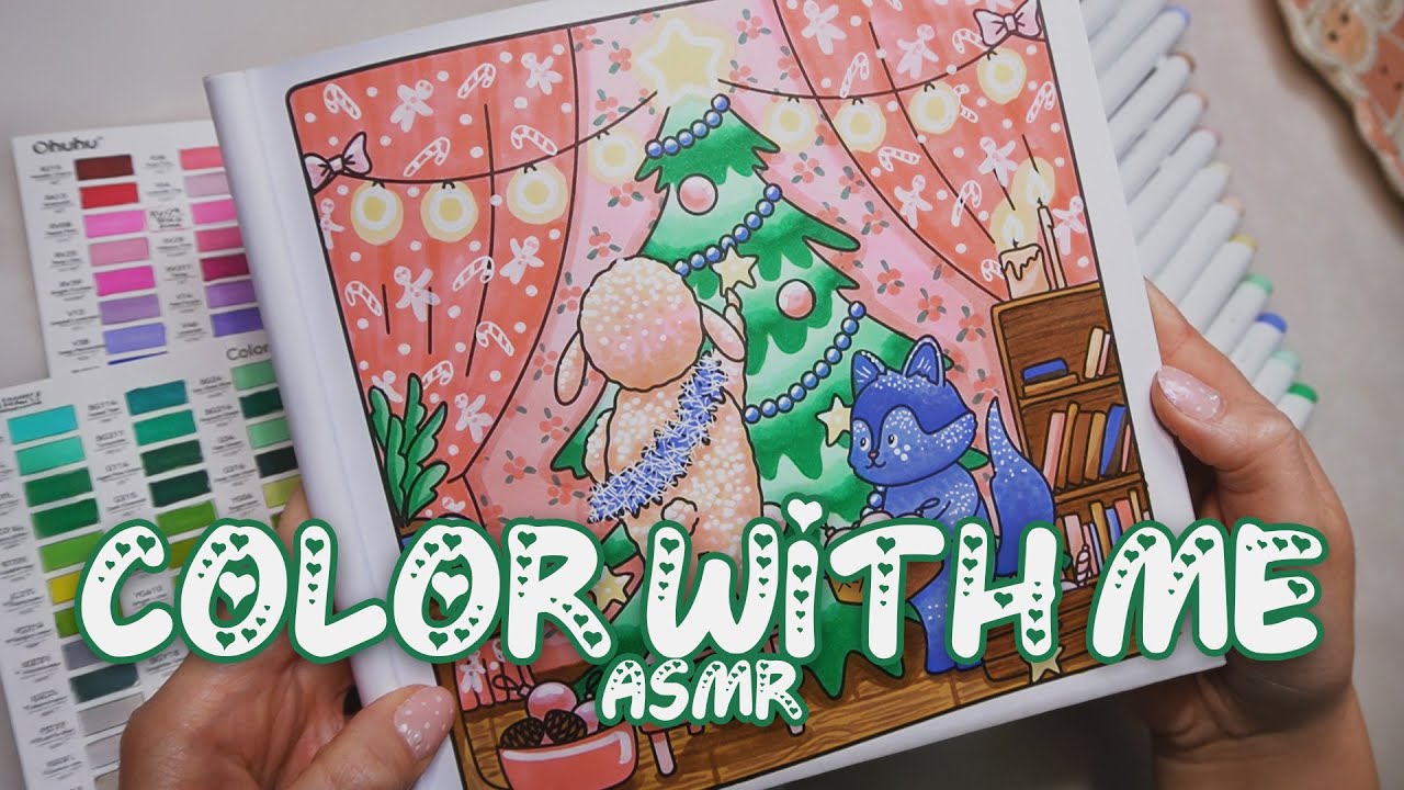 Color with me | ASMR 🎄 'Cozy Cuties' by Amelia Green 🎅 Ohuhu Markers