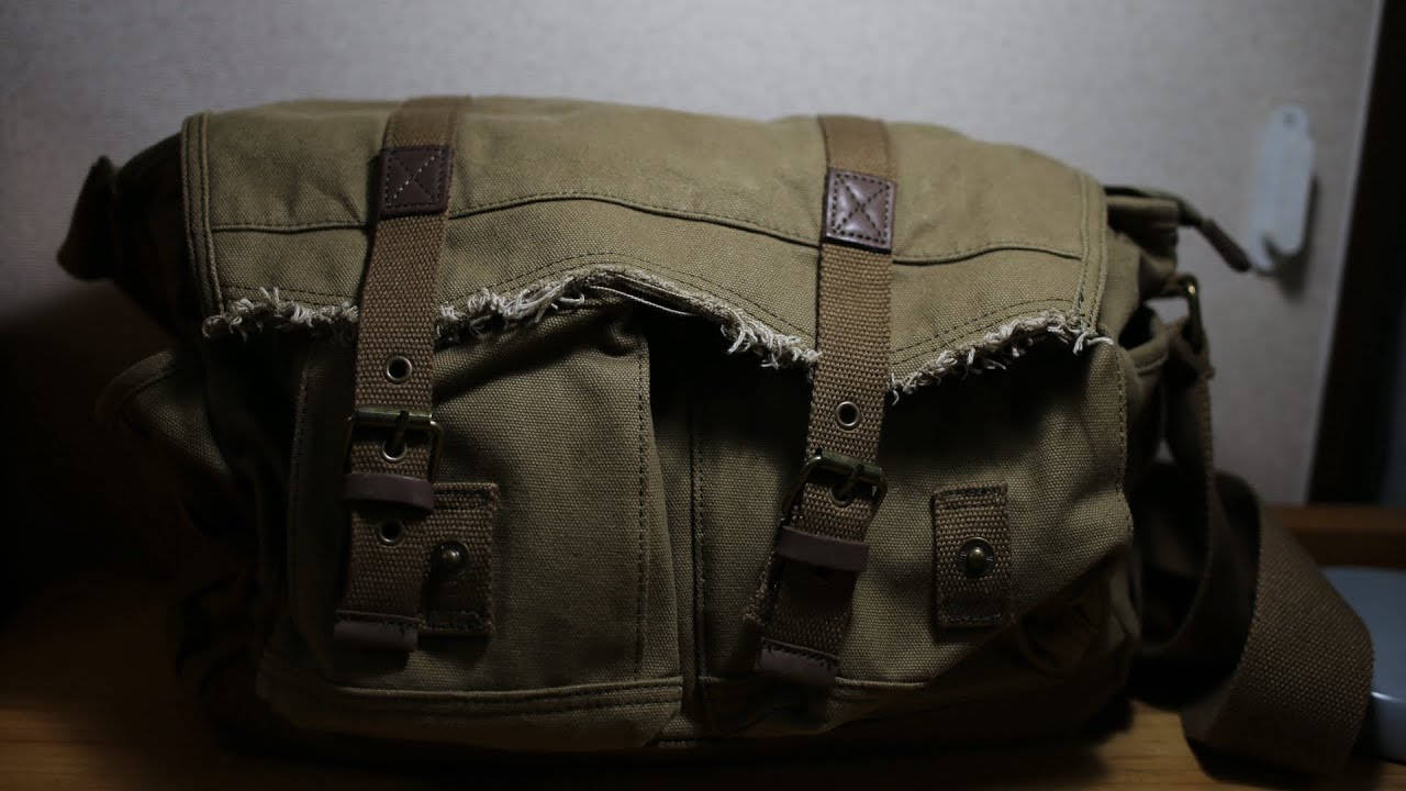 [gootium]メッセンジャーバック　　#80808 canvas messenger bag