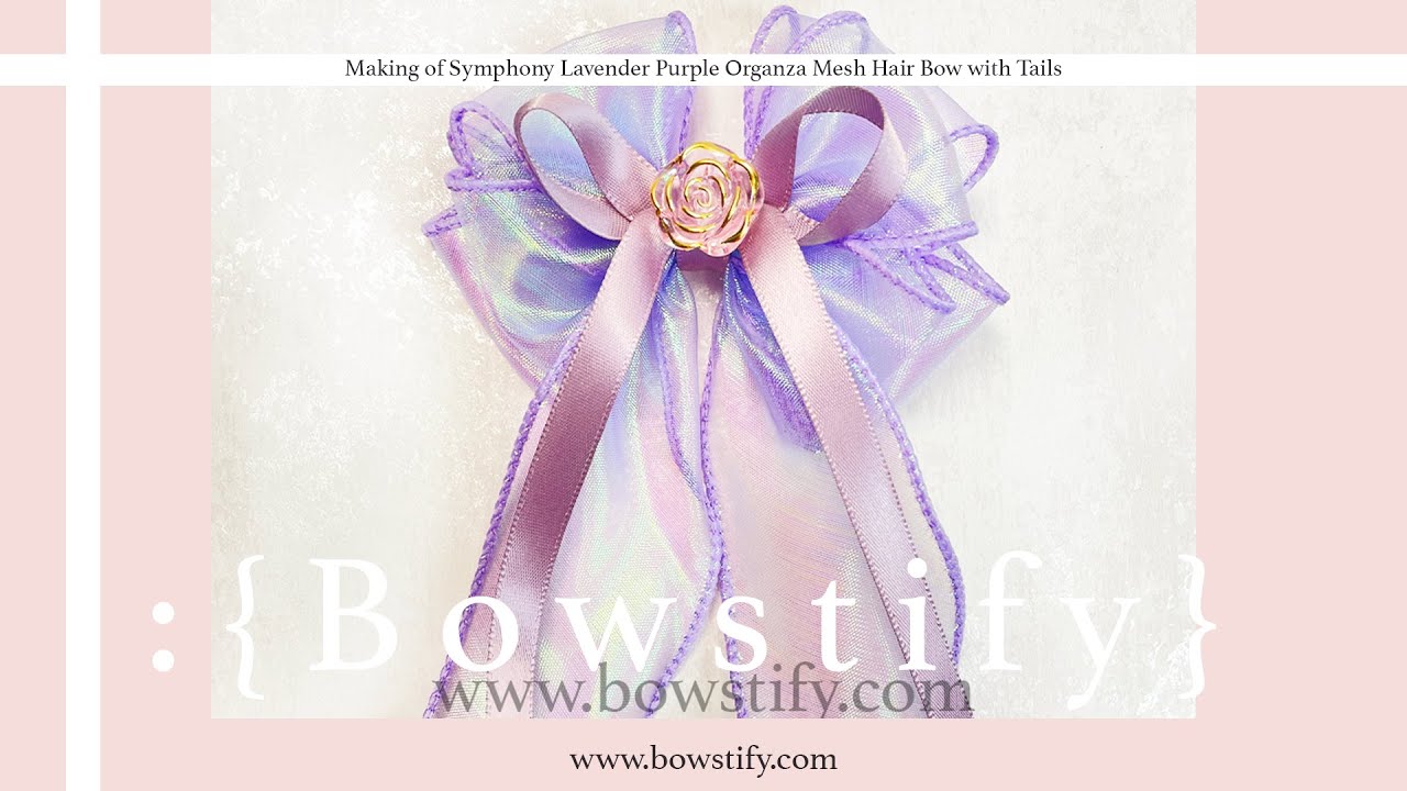 [Normal Speed] Lavender Purple Organza Mesh Hair Bow with Tails | Bowstify Handmade Accessories