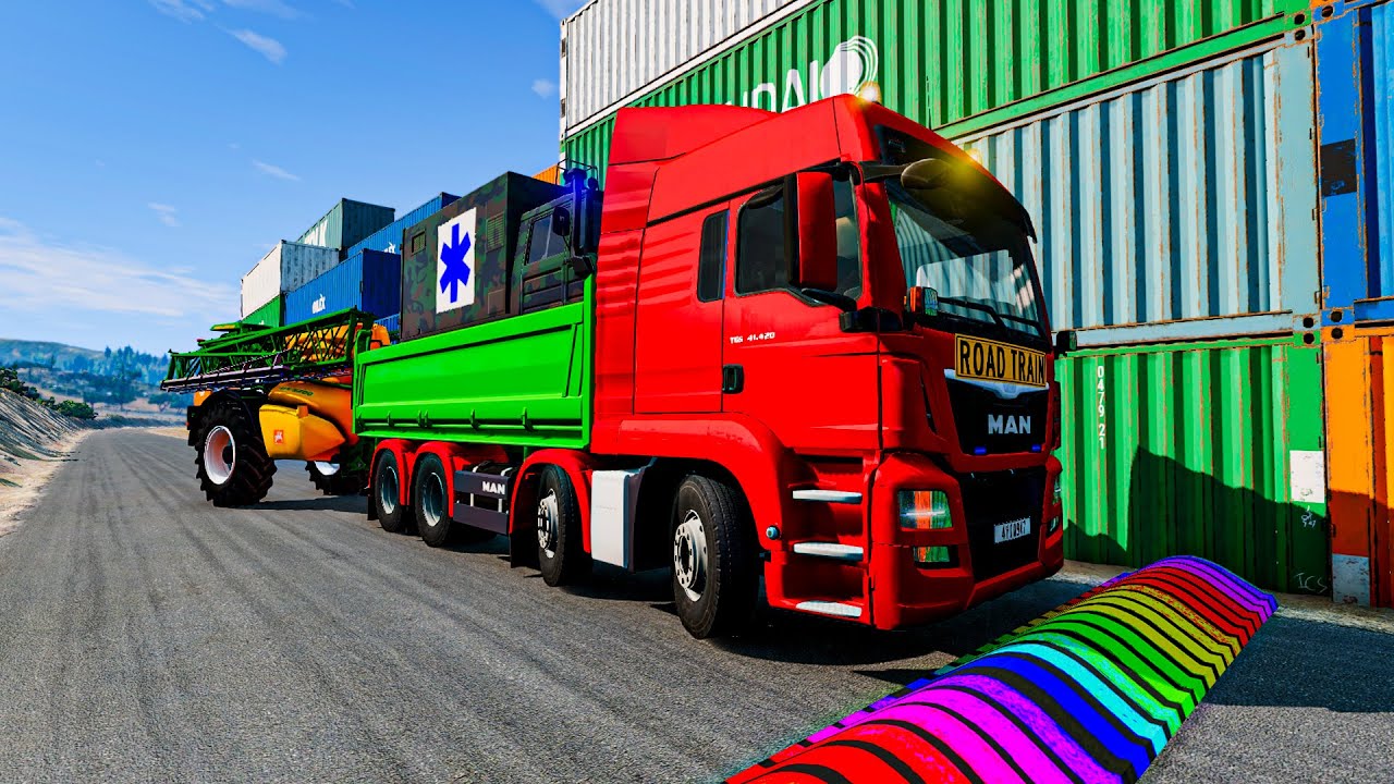 Trucks vs Upside Down Speed Bumps | BeamNG.DRIVE