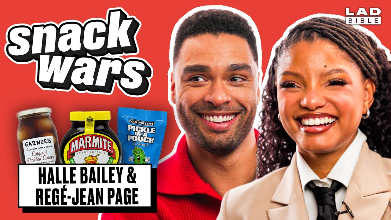 Halle Bailey & Reg&eacute;-Jean Page Try British & American Food | Snack Wars