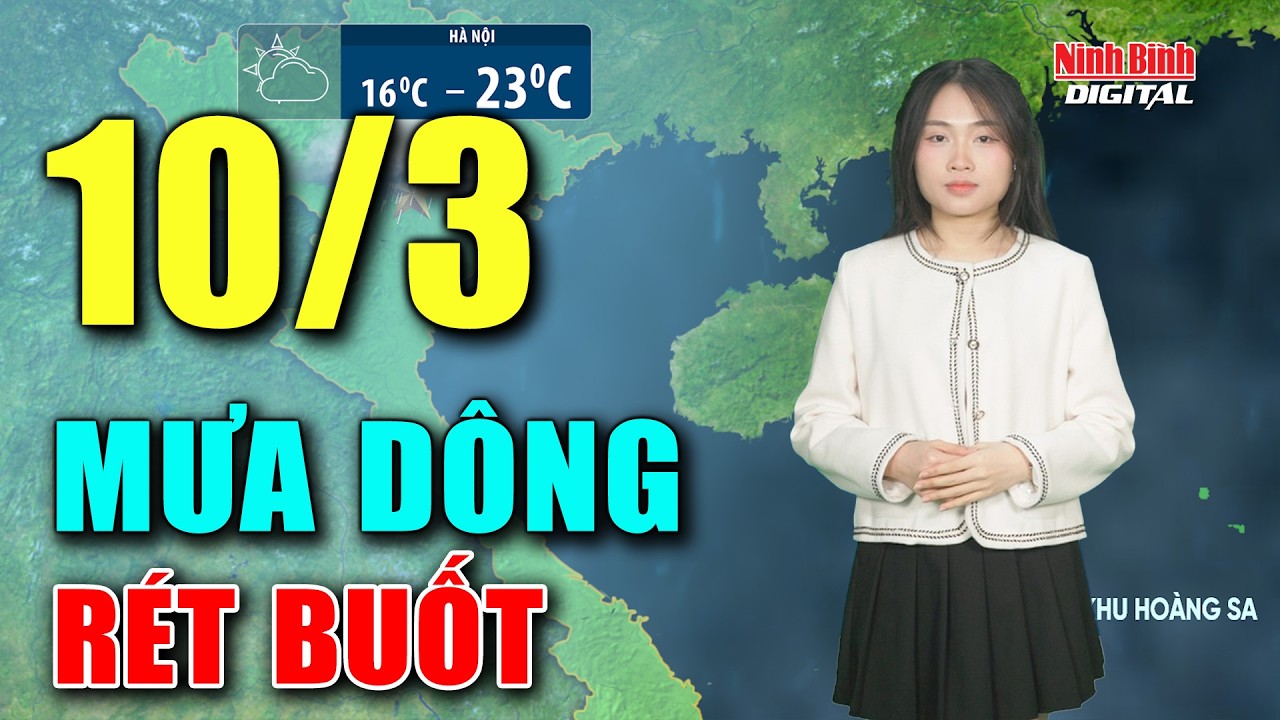 Dự báo thời tiết đêm nay và ngày mai 10/3 | Không khí lạnh tràn về, Miền Bắc chuyển mưa dông