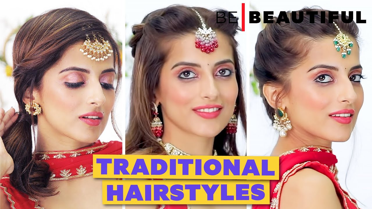 इंडियन ऑउटफिट के लिए मांग टिक्का के साथ 3 हेयर स्टाइल्स | Ft. Knot Me Pretty | Be Beautiful