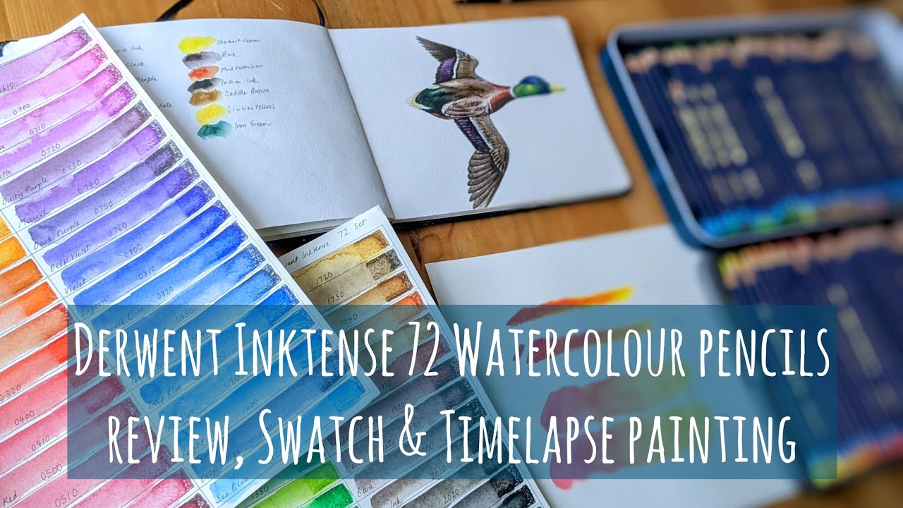 Акварельные карандаши Derwent Inktense 72: обзор, образцы и покадровая живопись