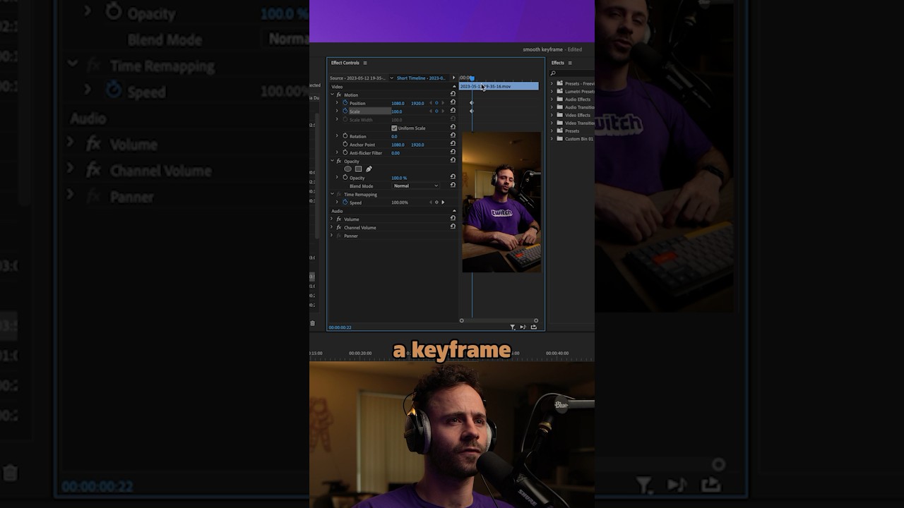 Как сделать масштабирование более плавным в Premiere Pro