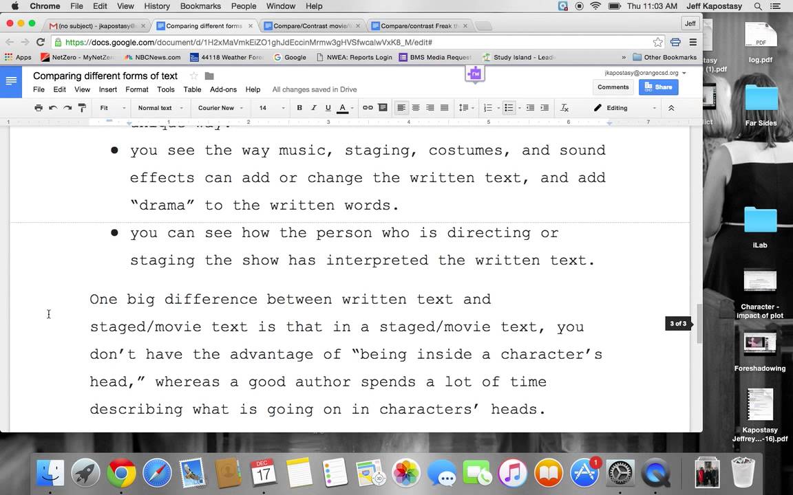 Compare/Contrast FTM book and movie