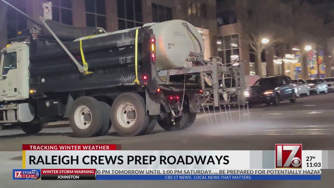 Raleigh roads brined ahead of winter storm