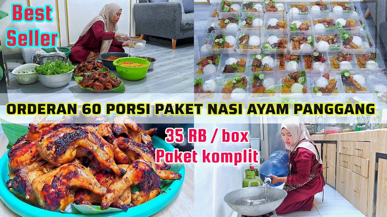 ORDERAN 60 PORSI NASI PAKET AYAM BAKAR HARGA 35 RIBU #ayambakar#ayambakarteflon #niahermanto#nasibox