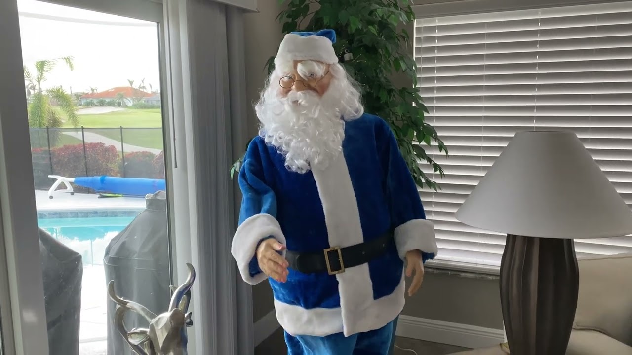 Animated Life-Size Realistic Dancing Santa (2016 model) (blue clothes)