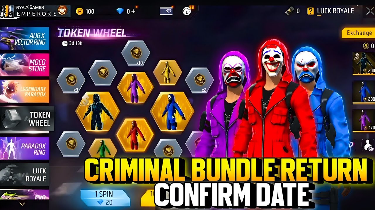 Criminal Bundle Return Confirm Date💥😍 | Free Fire Criminal Bundle Return | Free Fire New Event 