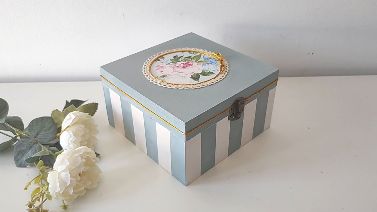 💞EL RESULTADO te SORPRENDERÁ!! 🥰 Caja de estilo romántico 😍 Decoupage - DIY - Rayas - Arte en casa