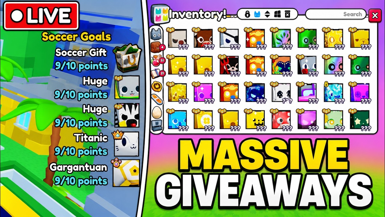 🔴 LIVE NOW🔴 120 Likes = FREE Shiny Huge! XXL Huge and Stat Pet Giveaways Grinding With Viewers!