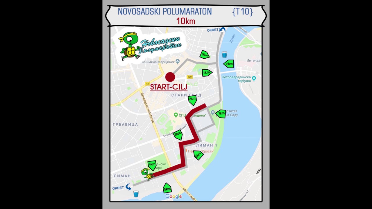 27th Novi Sad Half Marathon race on 10.5km, 27. Novosadski polumaraton staza trke 10.5 km 2020