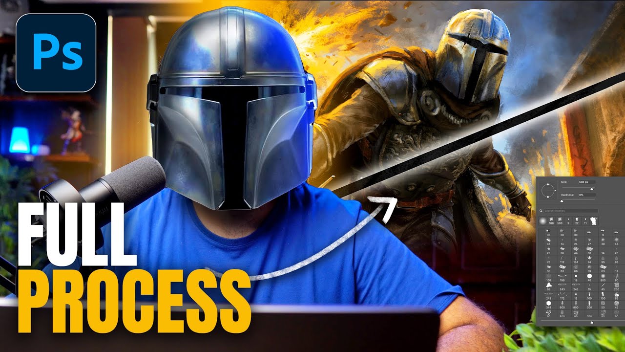 Pro Artist Redraws Mandalorian as a Medieval Knight - Photoshop Timelapse