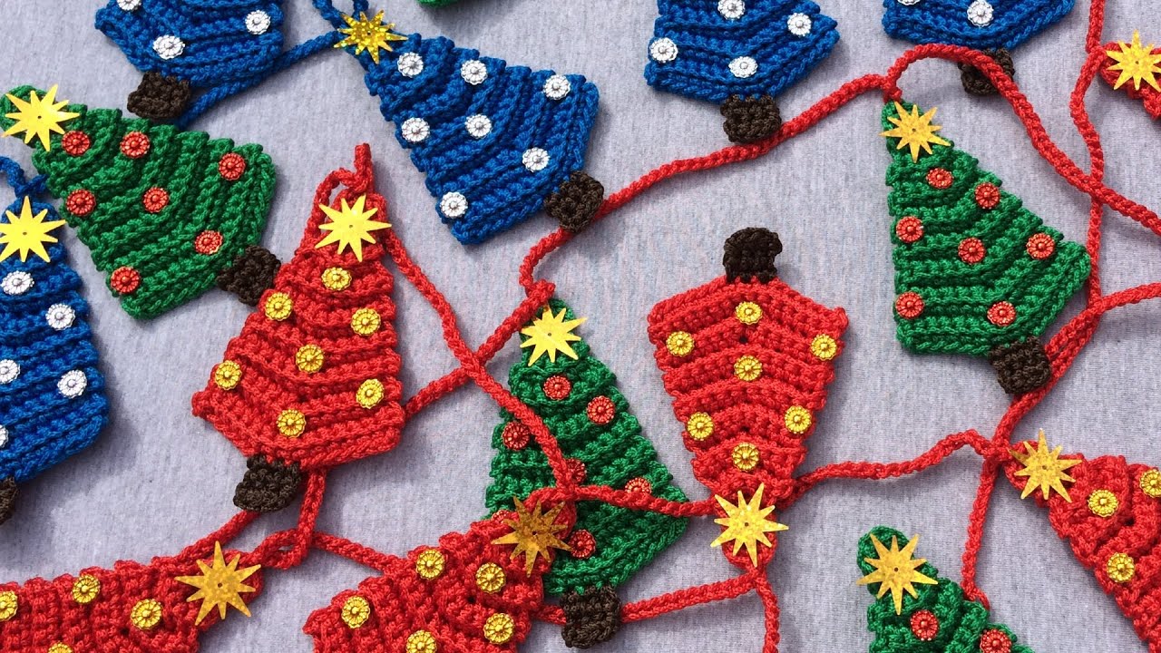 Árbol navideño crochet guirnalda
