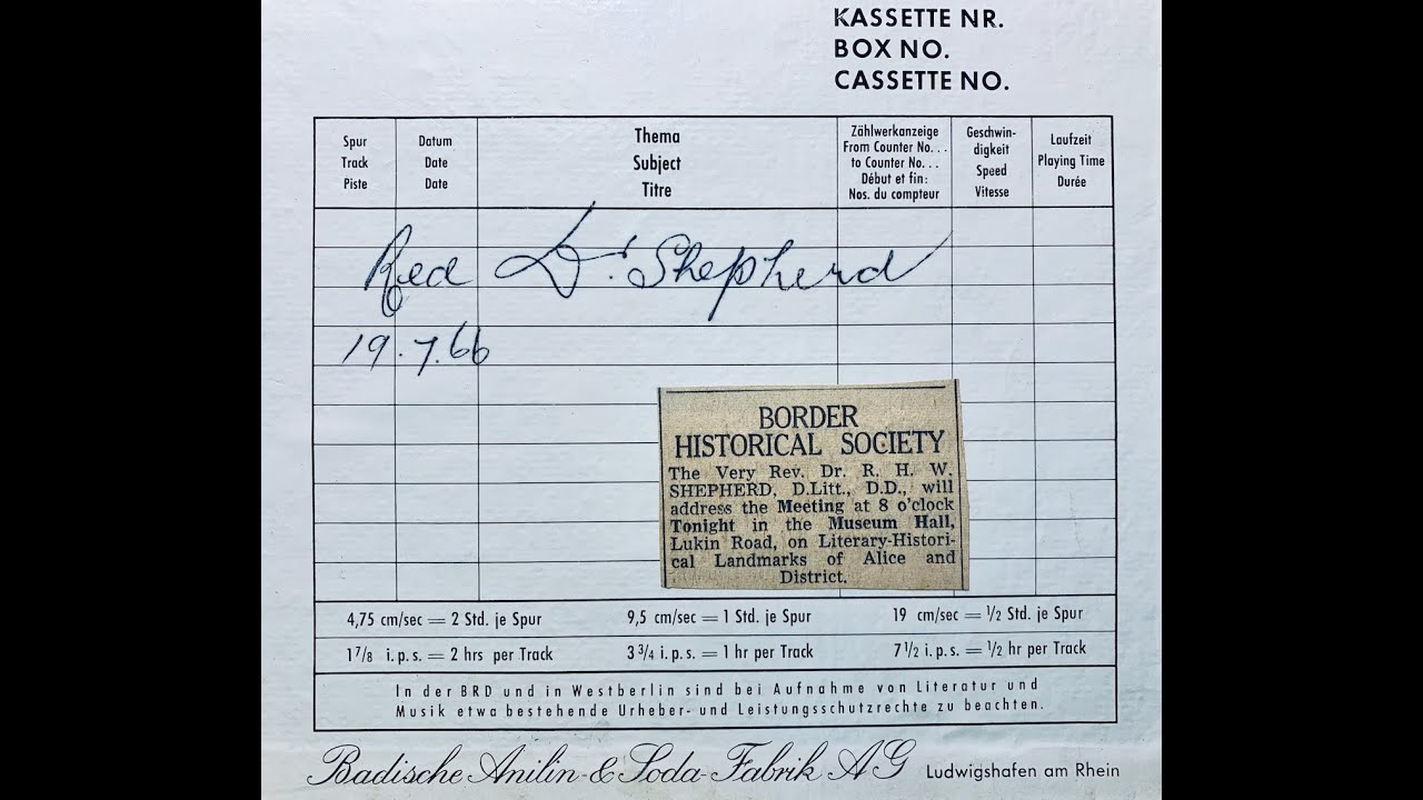 Part 1 of 'The Literary Historical Landmarks of Alice and District': by Dr. Shepherd of Lovedale.