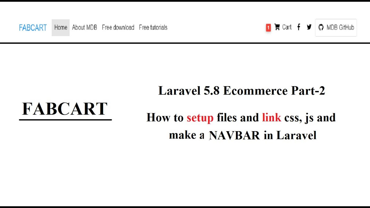 Laravel 5.8 Ecommerce Part-2 | How to setup files and link css, js and make a navbar in Laravel