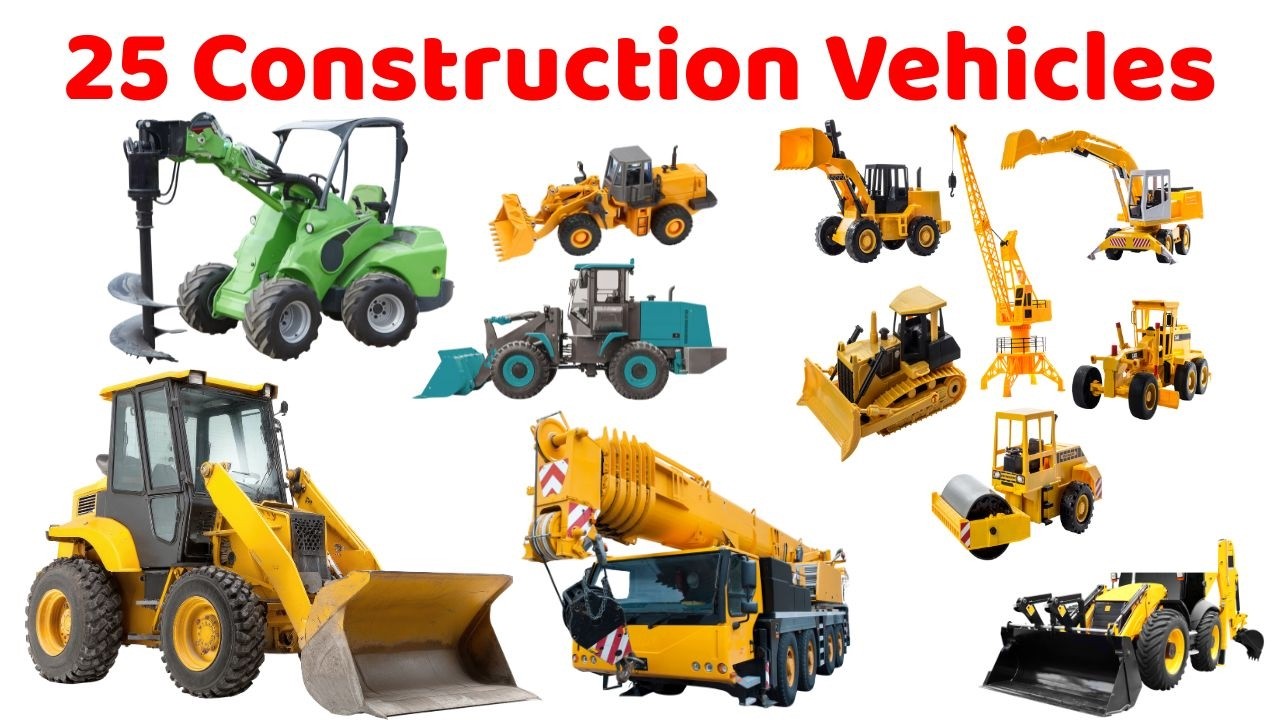Learn 25 Construction Vehicles for Kids | নির্মাণ গাড়ির নাম ইংরেজি ও বাংলা | kindergarten BD