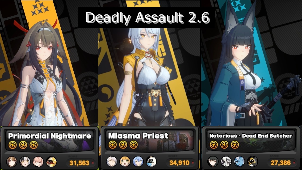 Zenless Zone Zero Deadly Assault 2.6 9 Star Clear Ye Shunguang, Yixuan, Miyabi