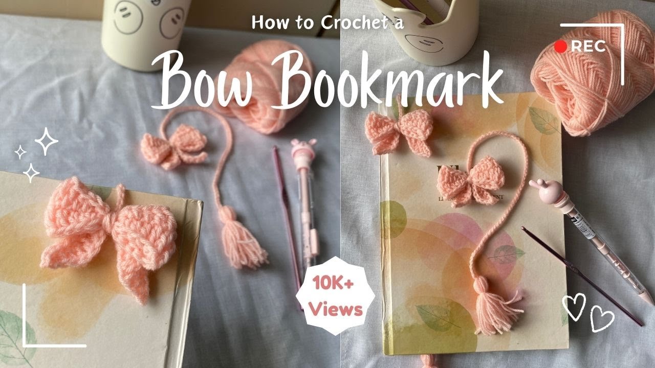 How to Crochet a Bow Bookmark 🎀💫 | Crochet Bookmark | Step-by-Step Crochet Tutorial for Beginners ✨