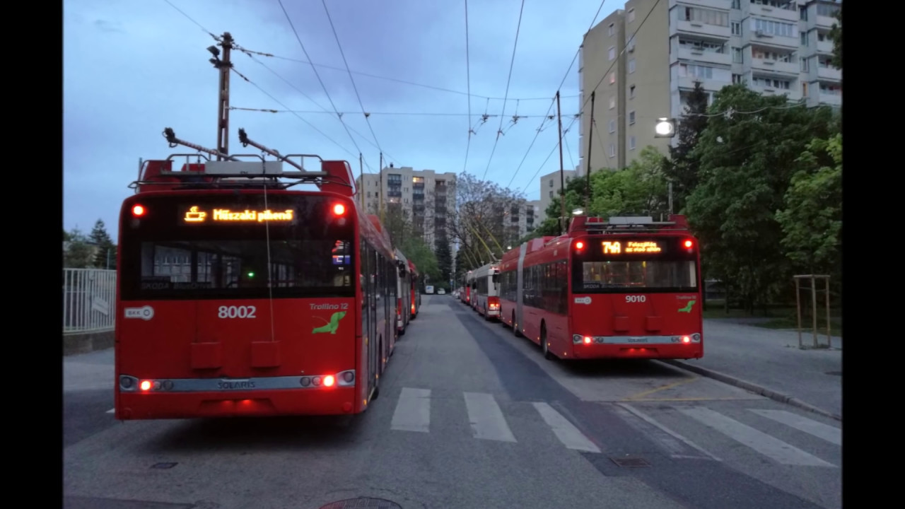 74-es Trolibusz BKV.  Solaris-Škoda Trollino 12.  (Cockpit View) Budapest.  2017.