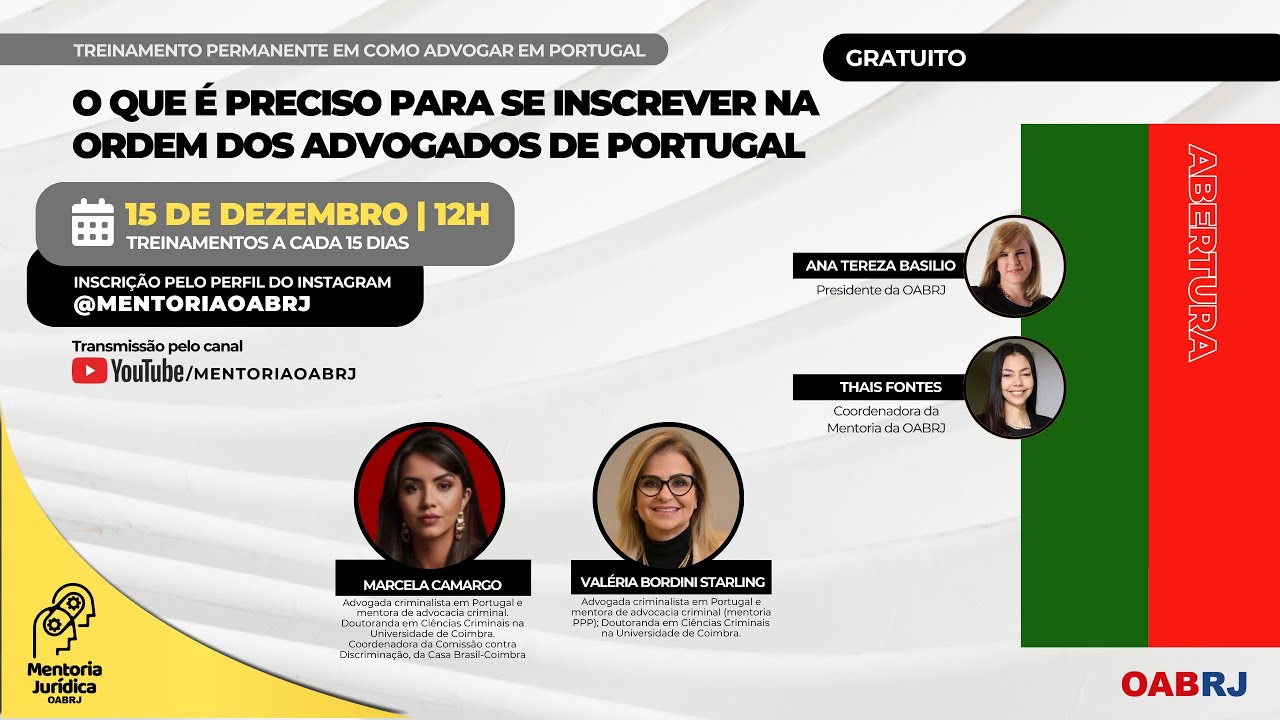 O que é preciso para se inscrever na Ordem dos Advogados de Portugal - 15/12 - 12H