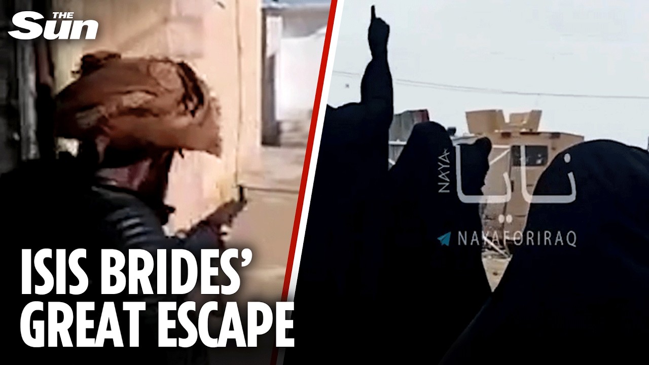 Moment ISIS brides ESCAPE from Syrian prison camp whilst dodging heavy gunfire during riot