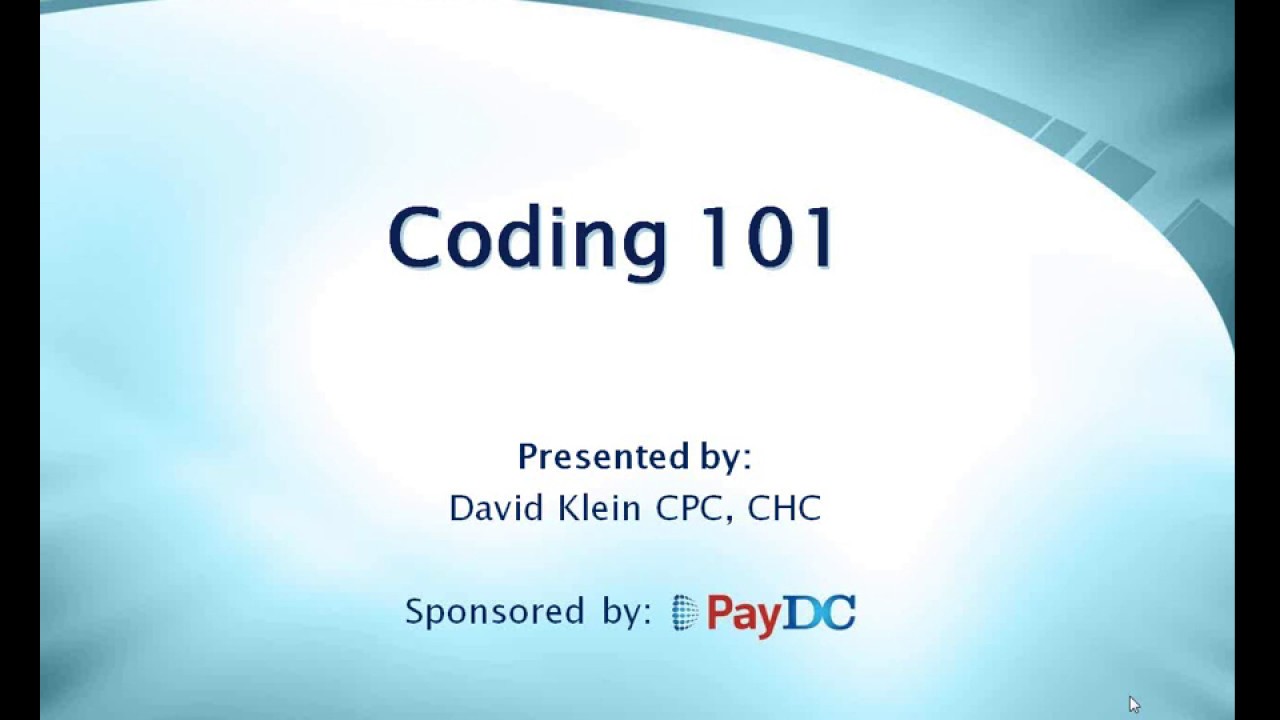 Coding 101 - PayDC Chiropractic Software