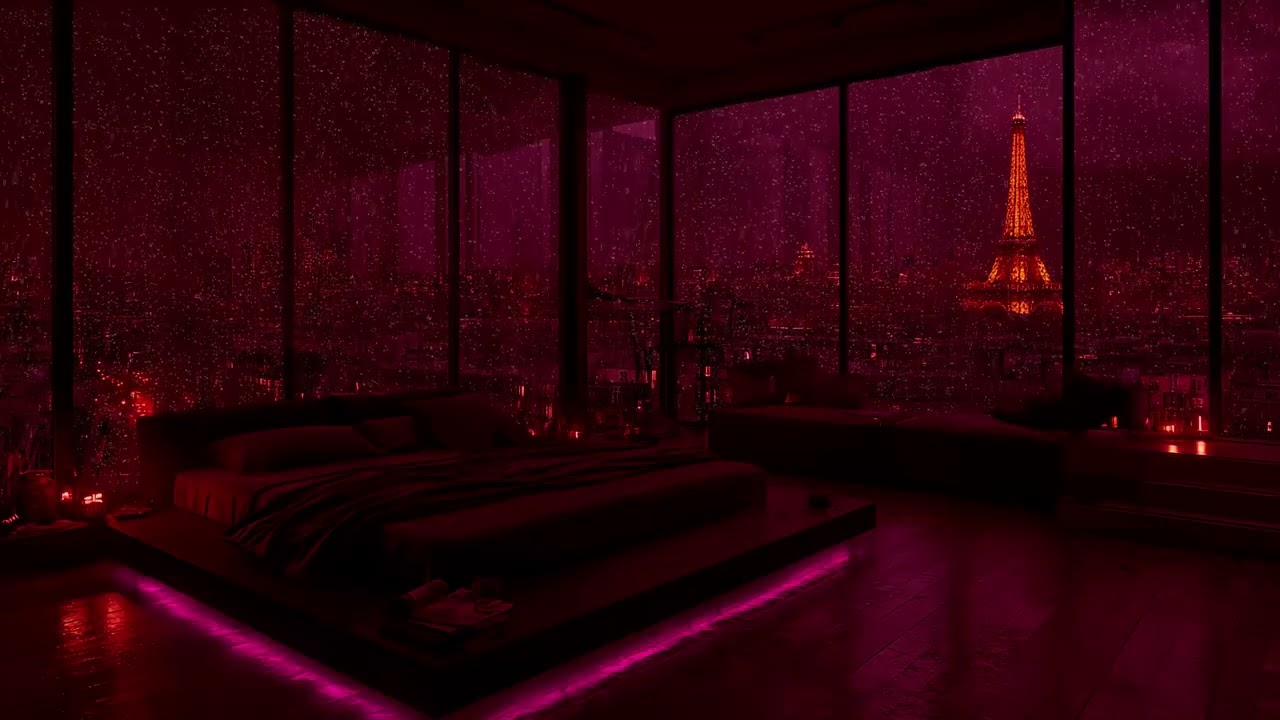 Midnight Rain in the City 🌙 | Peaceful Piano & Fireplace Ambience for Restful Sleep & Concentration